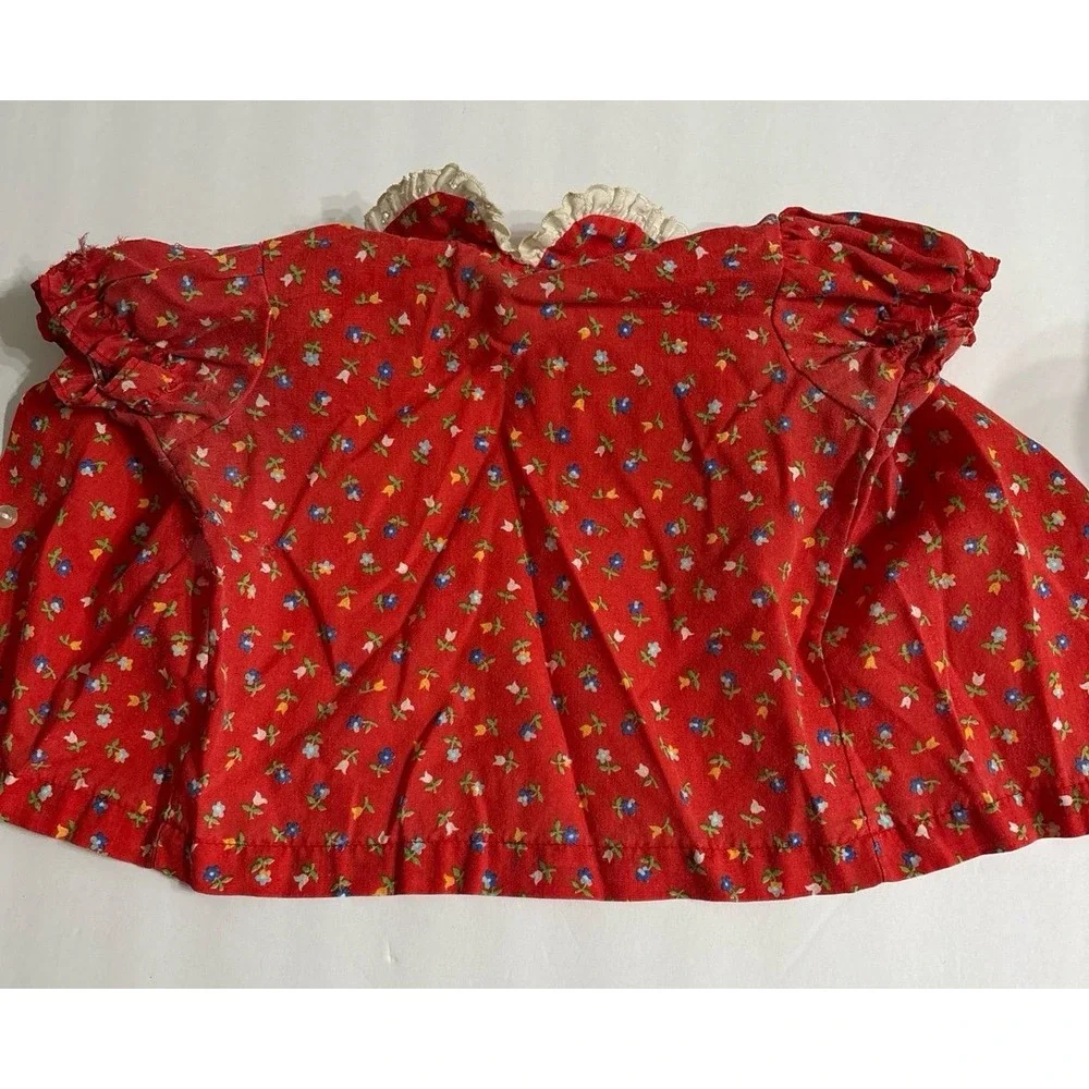 Vintage Baby Girl Denim Overalls with Floral Top (12M) AS IS!